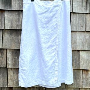 Eileen Fisher Linen Midi Skirt White Size L